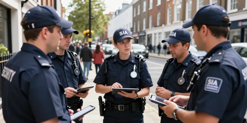 "Trusted Security Company team assessing safety in a London neighborhood."